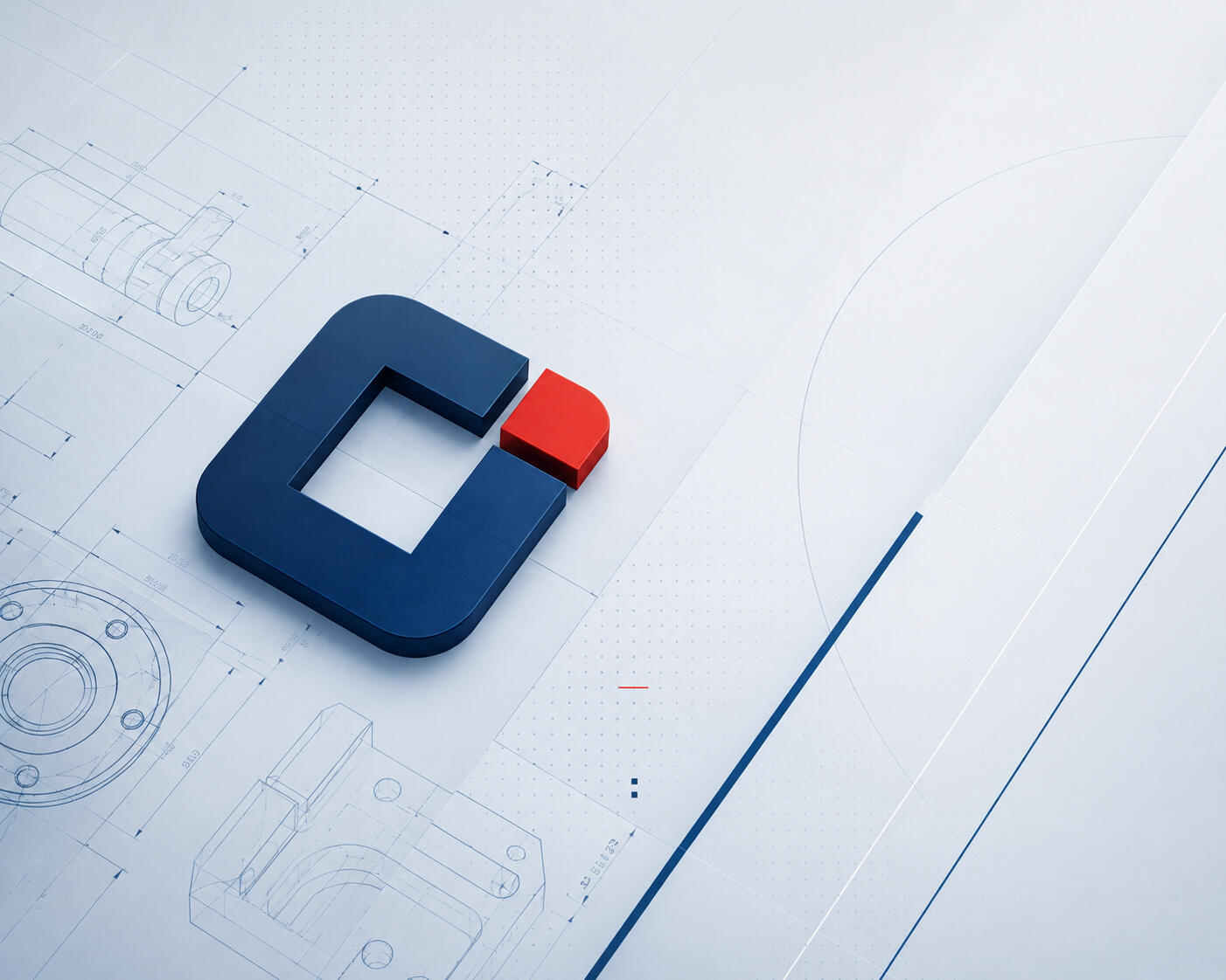 Technische Blaupause mit modernem Logo